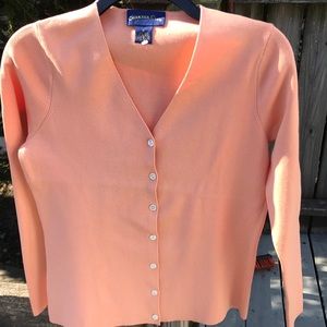 Charter Club Cardigan V Neck Long Sleeve light Coral with 7 Buttons. Size S NWOT